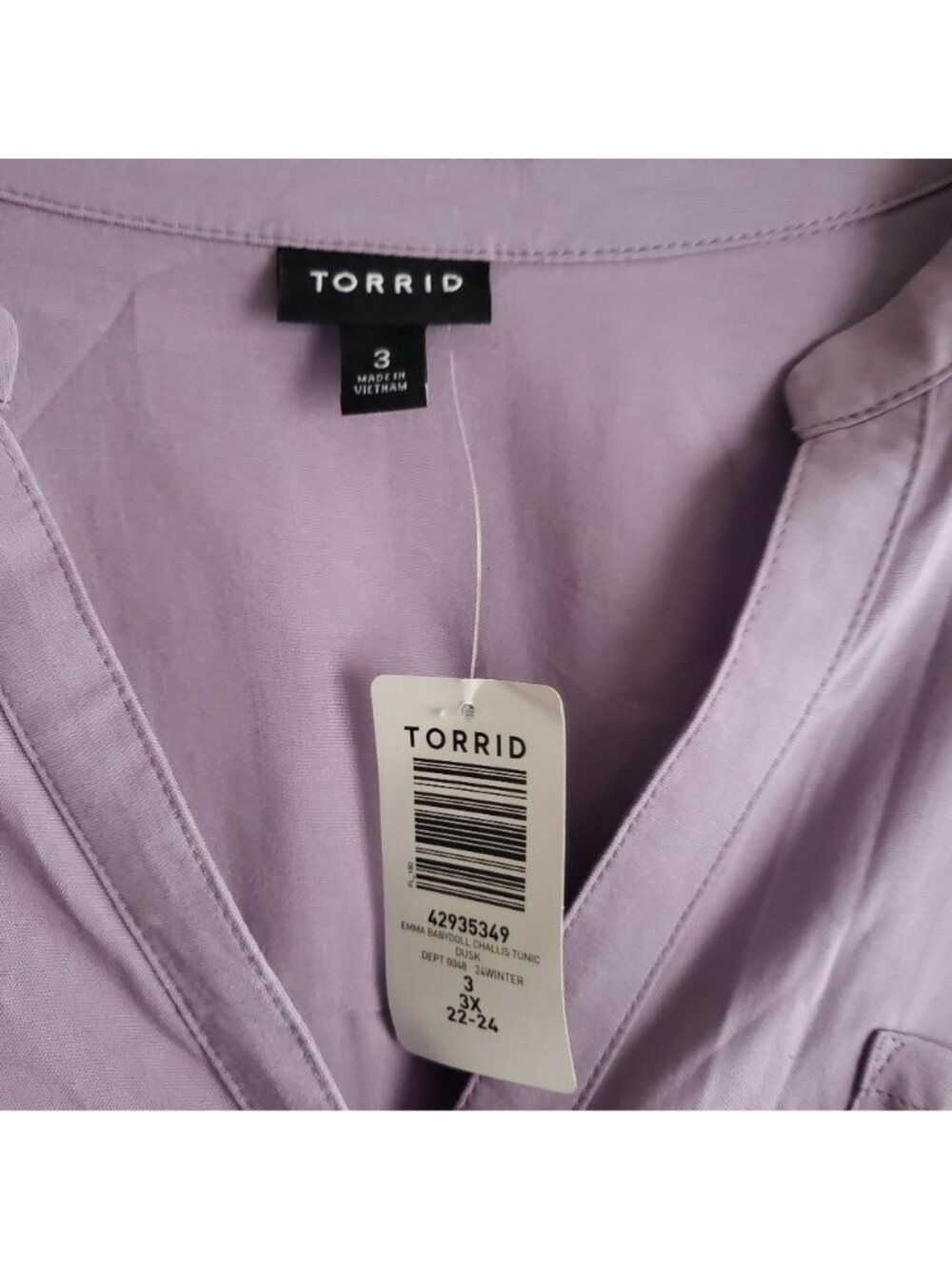 Torrid Emma Babydoll Tunic 3X NEW Lavender Relaxed Fit Flowy Blouse 3XL nwt - Picture 2 of 9